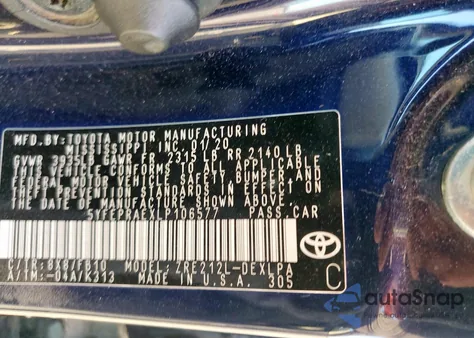 2020 Toyota Corolla Le z USA, uszkodzony, nr VIN 5YFEPRAEXLP106577